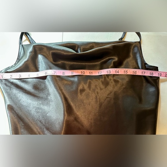 Bebe solid satin black cowl neck mini dress size extra large - Picture 6 of 9